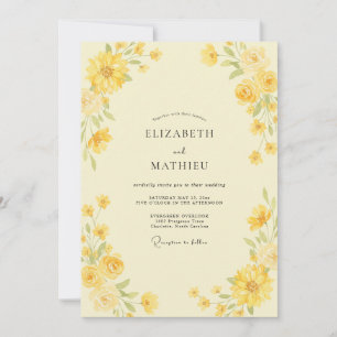 Lemon Painted Petal Wedding Invitation