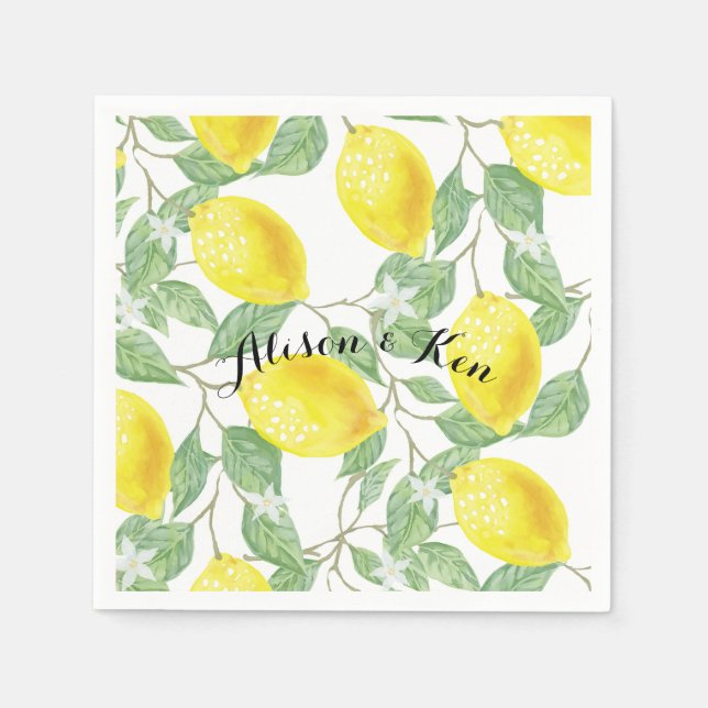 Lemon paper napkins With custom personalise name (Front)