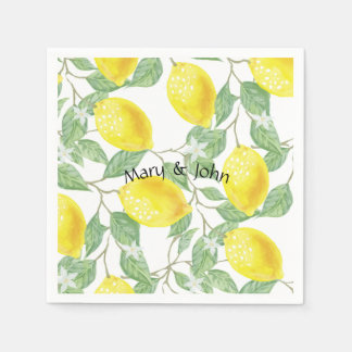 Lemon paper napkins With custom personalise name