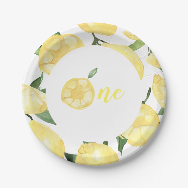 Lemon Paper Plates Lemonade First Birthday Party (Front)