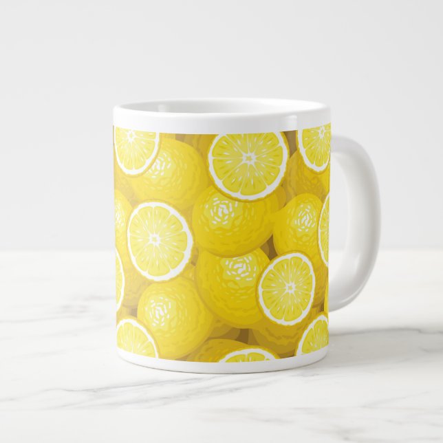 Lemon Pattern 2 Large Coffee Mug (Front Right)