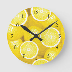 Lemon Pattern 2 Round Clock