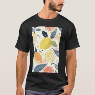 Lemon Pattern Art Minimalist Fruit Watercolor T-Shirt