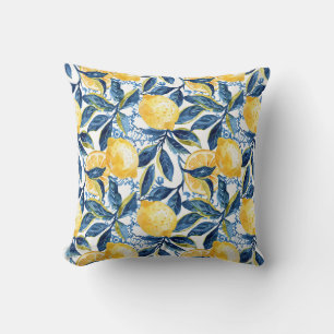 Lemon Pattern Botanical Throw Pillow