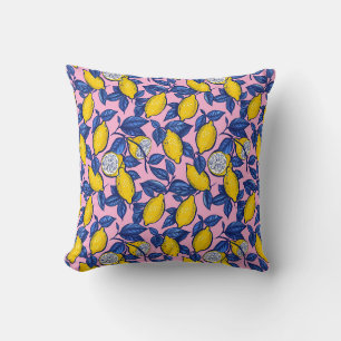 Lemon Pattern Botanical Throw Pillow
