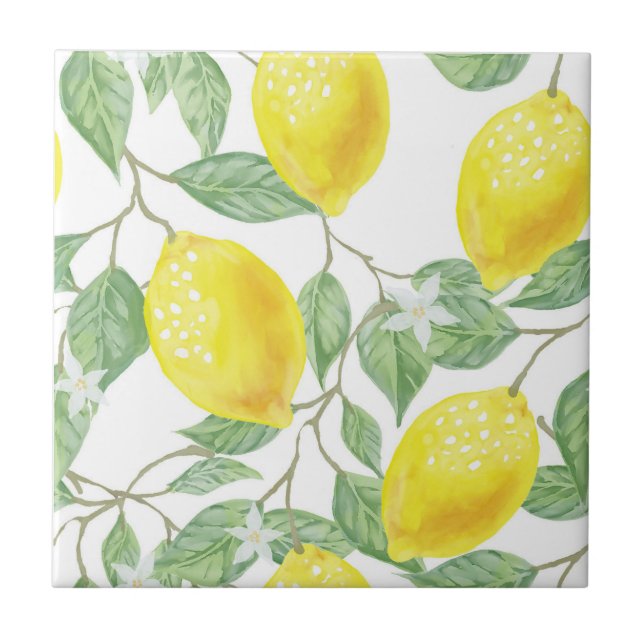 Lemon Pattern Ceramic Home Decor Tile (Front)