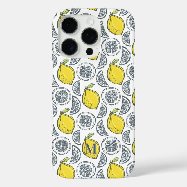 Lemon Pattern custom monogram phone cases (Back)