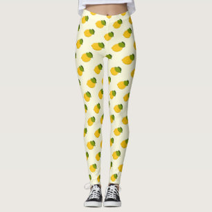 Lemon Pattern Cute Yellow and Green Citrus Fruit Leggings