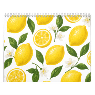 Lemon Pattern Design Fresh Citrus Summer Print Calendar