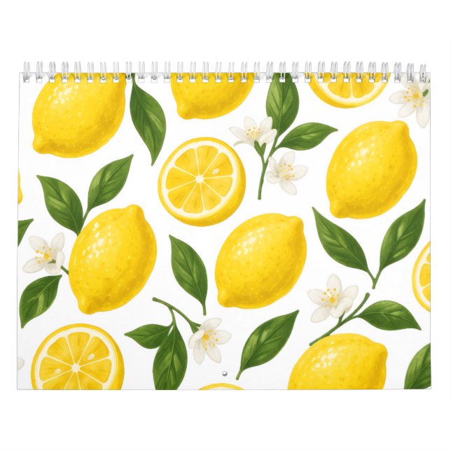 Lemon Pattern Design | Fresh Citrus Summer Print  Calendar (Cover)