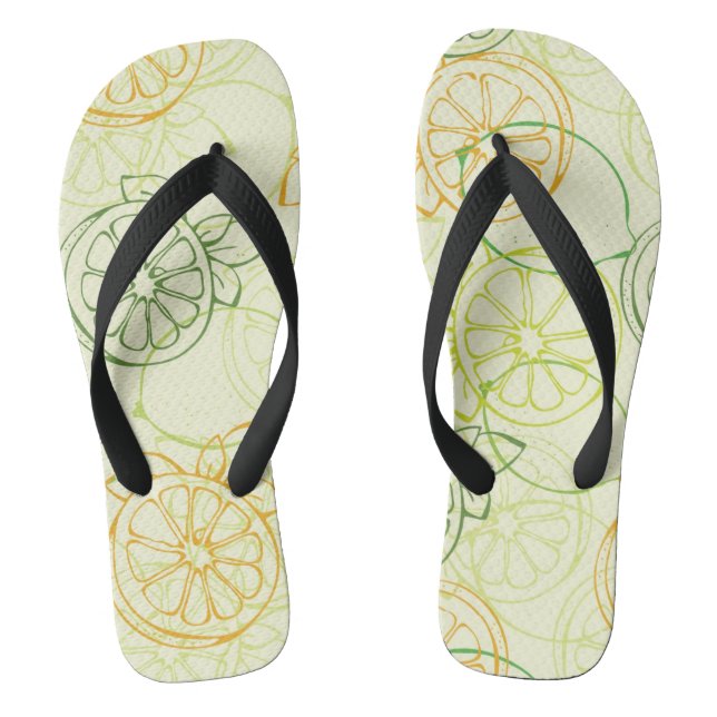 Lemon Pattern Flip Flops (Footbed)