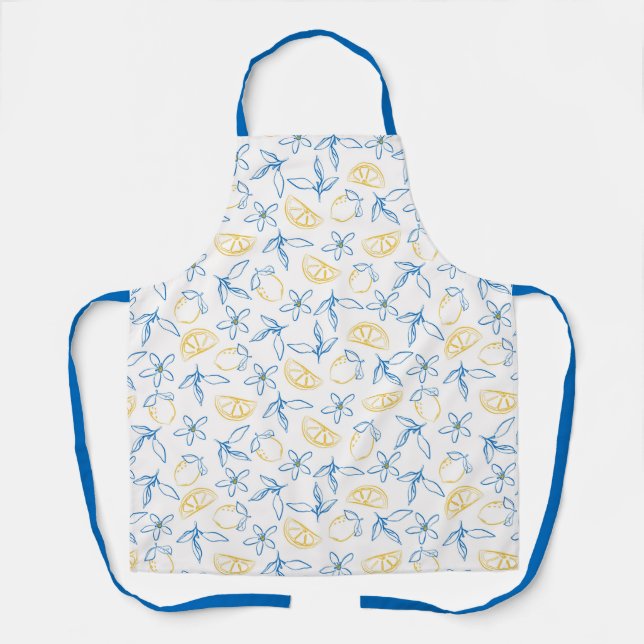 Lemon Pattern Hand Drawn Apron (Front)