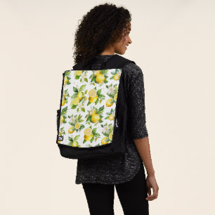 Lemon Pattern, Lemon Flowers, Leaves, Citrus Backpack