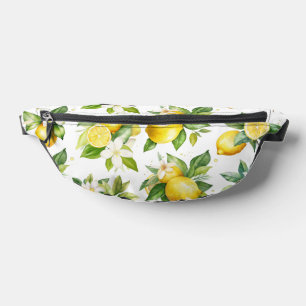Lemon Pattern, Lemon Flowers, Leaves, Citrus Bum Bags