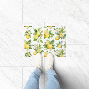 Lemon Pattern, Lemon Flowers, Leaves, Citrus Doormat