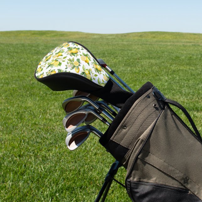 Lemon Pattern, Lemon Flowers, Leaves, Citrus Golf Head Cover (In Situ)