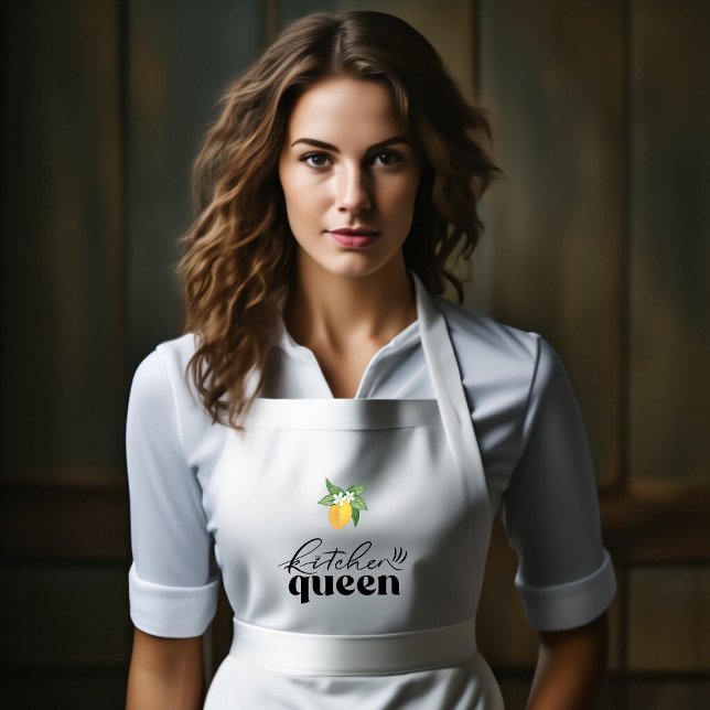 Lemon Pattern Long White Apron (Lemon Pattern Long White Long Apron)