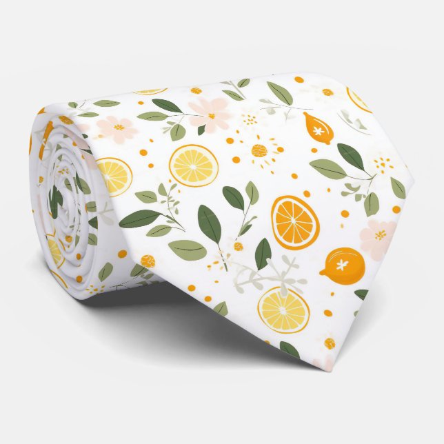 Lemon Pattern Men's Necktie  (Rolled)