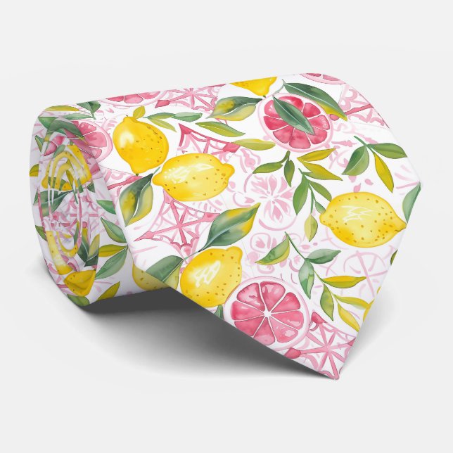 Lemon Pattern Men's Necktie  (Rolled)