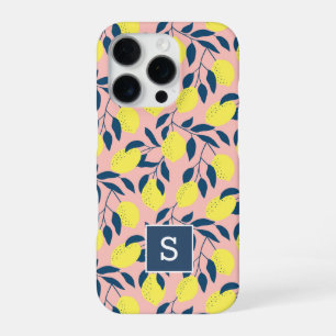 Lemon Pattern Monogram iPhone 16 Pro Case