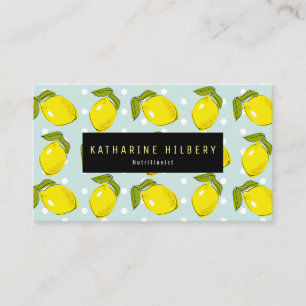 Lemon Pattern Polka Dot Pale Blue Business Card