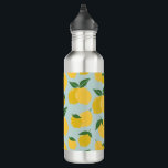 Lemon Pattern Retro Fruit Yellow On Green 710 Ml Water Bottle<br><div class="desc">Retro Fruit Print - Lemon Pattern – Yellow on Green.</div>