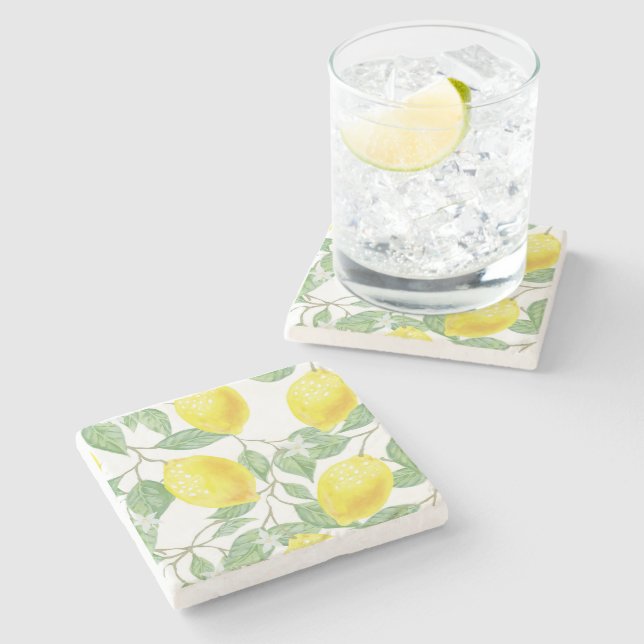 Lemon  Pattern Stone Coaster (Side)