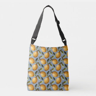 Lemon Pattern Tea Towel Mediterranean Citrus Kitch Crossbody Bag