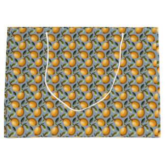 Lemon Pattern Tea Towel Mediterranean Citrus Kitch Large Gift Bag