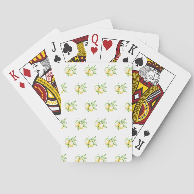 Lemon Pattern Watercolor Simple Playing Cards (Back)