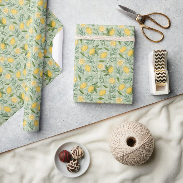 Lemon Pattern With Leaves Wrapping Paper Roll (Crafts)