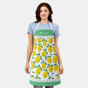 Lemon Patterned Monogram All-Over Print Apron