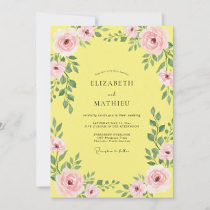 Lemon Petal Foliage Wedding Invitation