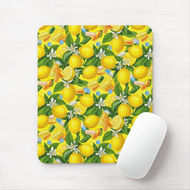 Lemon Pill Pattern Pharmacy  Mouse Mat (With Mouse)