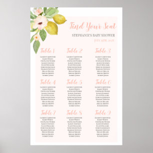 Lemon pink Baby Shower Girl Seating Chart