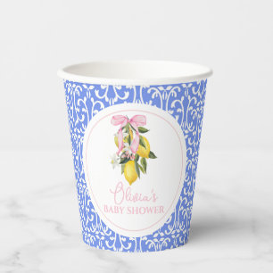 Lemon Pink Bow La Dolce Vita Baby Shower Paper Cups
