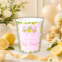 Lemon & Pink Gingham Bow Baby Shower