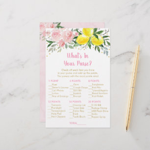 Lemon Pink Gold Floral What's In Your Purse Game