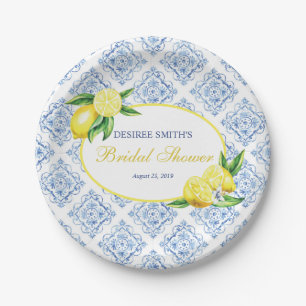 Lemon Plates, Blue Tile Italian Paper Plate