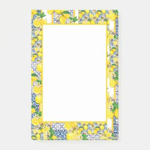 Lemon Portuguese Azulejo Mediterranean Santorini Post-it Notes