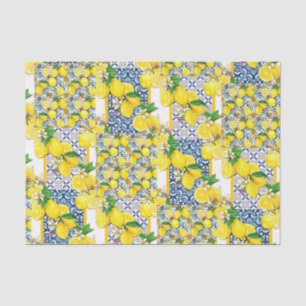 Lemon Portuguese Azulejo Mediterranean Santorini  Tissue Paper