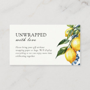 Lemon Positano Display Shower No Wrapping Gifts Enclosure Card