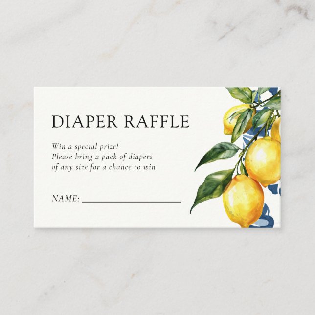 Lemon Positano Italian Baby Shower Enclosure Card (Front)