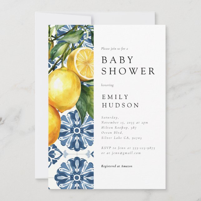 Lemon Positano Italian Baby Shower Invitation (Front)