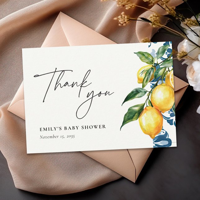 Lemon Positano Italian Baby Shower Thank You Card (Creator Uploaded)