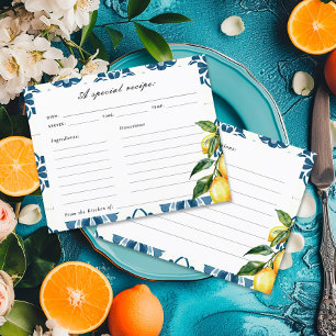 Lemon Positano Italian Bridal Shower Recipe Card