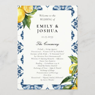Lemon Positano Italian Wedding Ceremony Program Programme