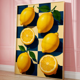 Lemon Poster Art, Vibrant Retro Kitchen Wall Decor