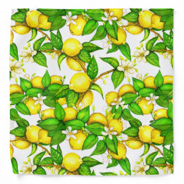 Lemon Print Bandanna on white