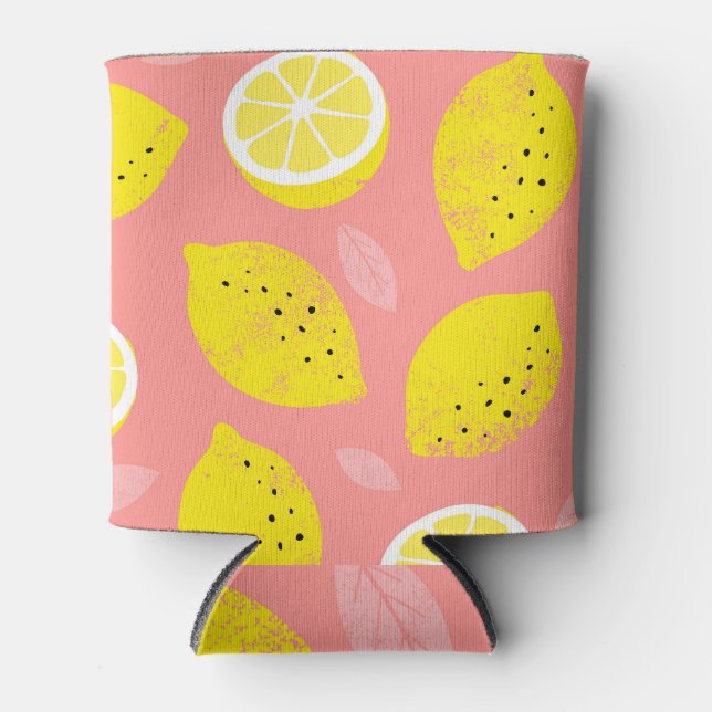 Lemon print, bright seamless summer pattern. can cooler (Front)